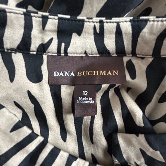 Dana Buchman Womens Animal Print Short-Sleeve Button-Front Shirt Dress Size 12 - Picture 3 of 7